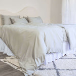 Twin Single bamboo cotton Quilt cover set in Grey Sage styled on bed