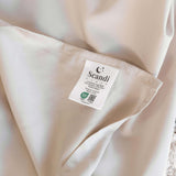 Close-up of bamboo cotton sateen weave in beige