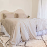 Single Bamboo Cotton quilt/doona cover set in beige styled on bed