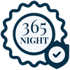 Icon with '365 Night' text and a check mark inside a blue badge.