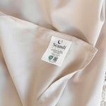 Close-up of bamboo cotton sateen weave in beige