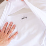close up of white bamboo cotton pillow cover with deep fold